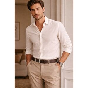 VTG 90s Hugo Boss Embossed Leather Belt Brown Logo Print Silver Buckle Sz 105-40